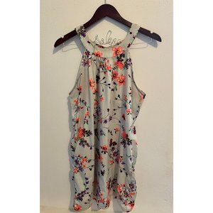 Tramp Size L Grey Floral Sleeveless Blouse